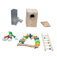 5 in 1 Bird Play Toys Set - Nesting Box Acrylic Feeder Swing and Ladder