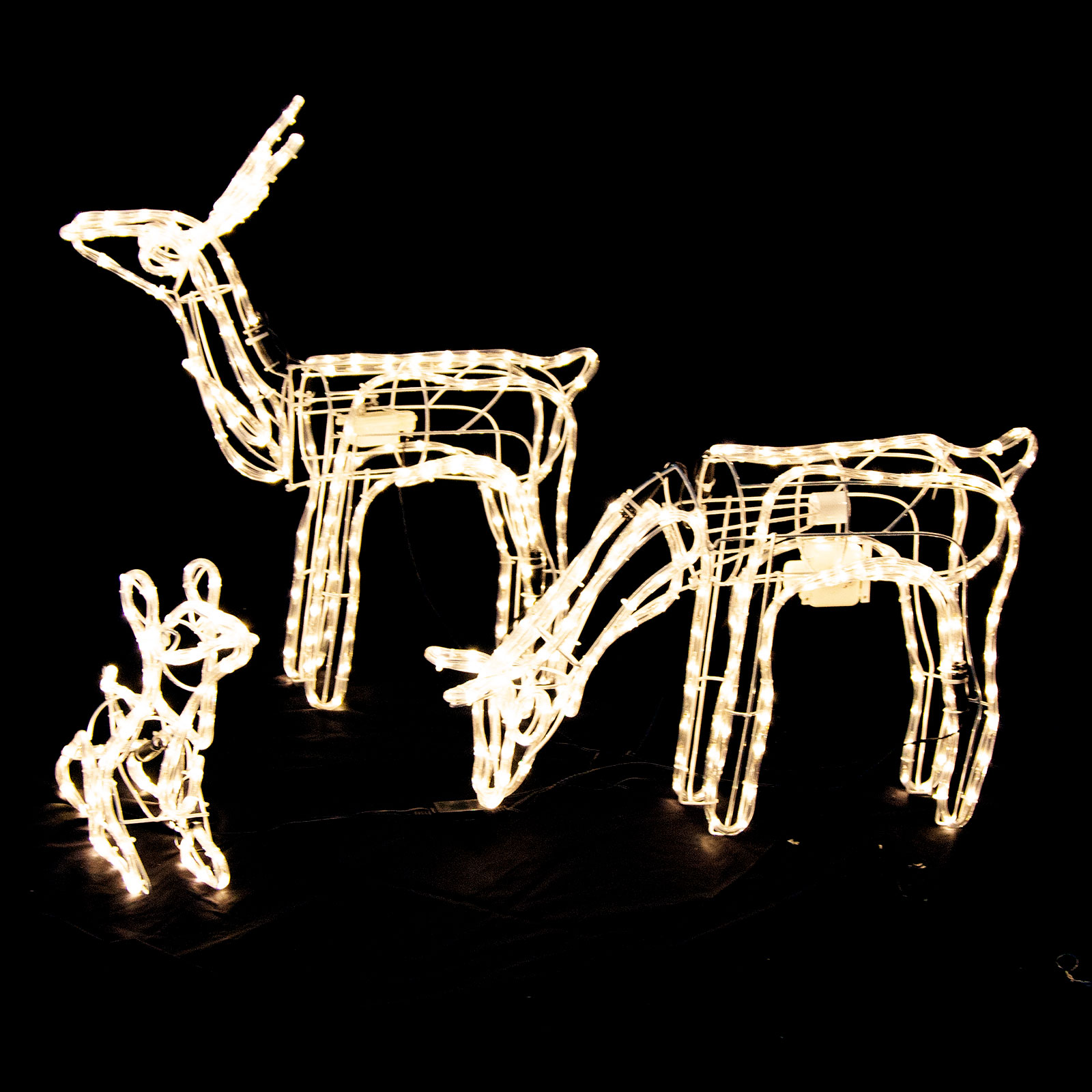 Set of 3 Moving Head Reindeer Family Rope Light for Christmas Yard
