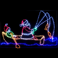 Boat Fishing Santa and Elf 145x96cm LED Christmas Light Decoration